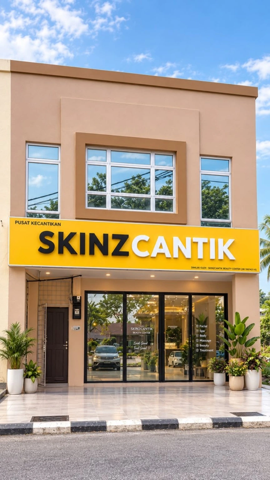 SkinzCantik Melaka beauty centre storefront
